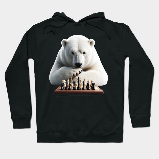 Polar bear playing chess Hoodie by Ingridpd